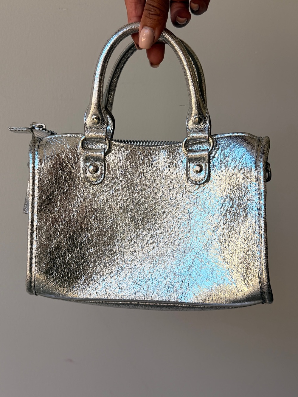 H&M Metallic Silver Mini Satchel